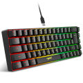 HXSJ Wired Portable 68 Key Mechanical Touch Film Game Keyboard ABS Material RGB Backlight. 
