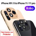 Fake Camera Lens Sticker Cover Screen Protector for iPhone XR X Change to iPhone 11 Pro Max iphone camera lens protector-red-XR. 
