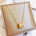 ShopSphere Lssc Kwintas Stainless Steel Necklace for Women Classic Pendant Gold Chain Accessories Jewelry. 