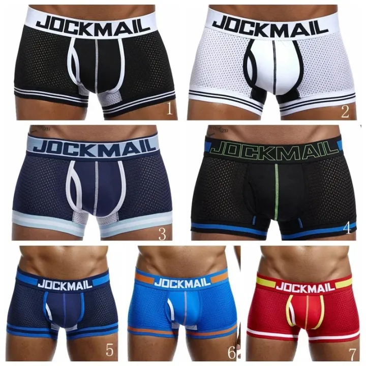 JOCKMAIL%20Classic%20Boxer%20Shorts%20Breathable%20mesh%20Splicing%20cotton%20Men's%20underwear%20Fashion%20low%20waist%20underpants%20white%20trunks%20-%20Image%203