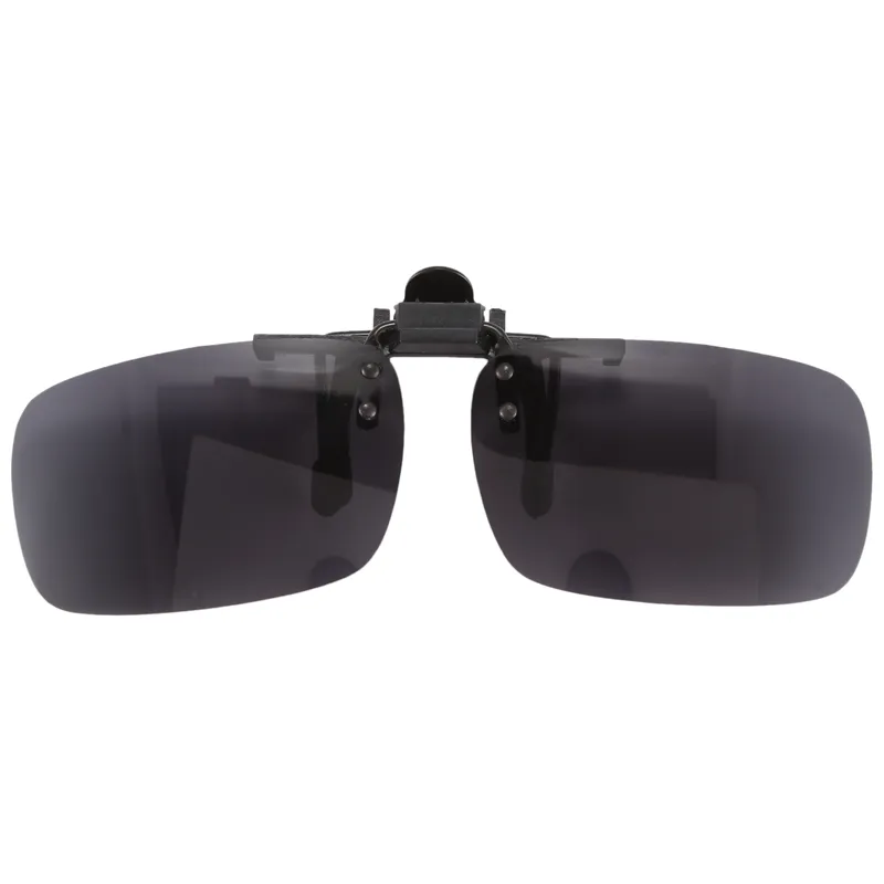 Polarized Rimless Rectangle Gray Lens Flip Up Clip on Sunglasses