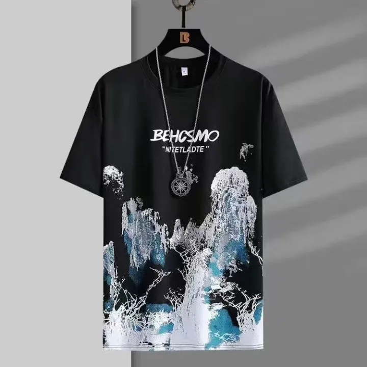 Short%20Sleeve%20T%20T-shirt%20Men's%20Fashion%20Brand%20Summer%20National%20Fashion%20New%20Half%20Sleeve%20Men's%20Ice%20Silk%20T-shirt%20Loose%20Teen%20All-Matching%20Top%20-%20Image%203