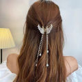 Tassel Butterfly Pearl Hair Clip Women Hair Claw Elegant Hairpin Hair Crab Hair Accessory. 
