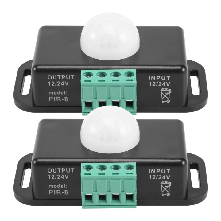 Motion Sensor Switch, 12V 24V PIR Sensor LED Switch Controller for Flexible LED Strips Light, 2 Pack
