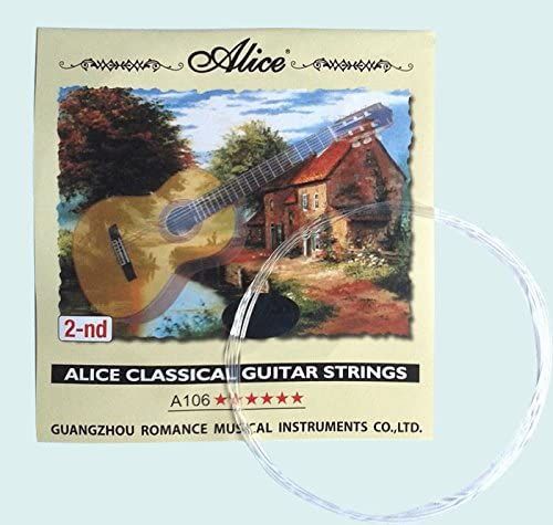 Alice B 2-nd  A106 Clear Nylon Silver Plated Single Classical Guitar Strings (2nd)