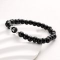 Black Frosted Stone 26 Letters Bead Name Bracelet Women Men Couple Love Friendship Lucky Diy Bracelets. 