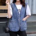 Denim Vest for Women Spring Summer Autumn 2024 New Vest Short Western Style All-Matching Slimming outside Wear Trendy Thin Vest. 