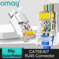 CAT6 CAT7 CAT5E RJ45 Connectors Pass Through Modular Plug Network UTP 3/50μ Gold-Plated 8P8C Crimp End for Ethernet Cable. 