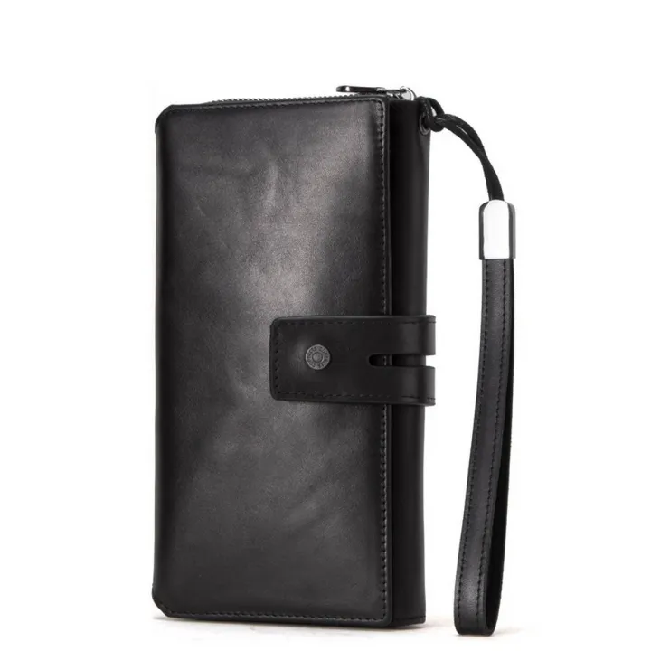 【BestGO】Royal Bagger Long Wallet Purse For Men Genuine Cow Leather Fashion Clutch Bags Multifunction Handbag Business