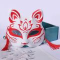 【NEW】 Foxes Mask Japanese Cosplay Rave Hand-Painted Anime Demon Slayer Half Face Cat Masks Masquerade Festival Party Cosplay Props. 