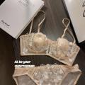 Lace Pure Desire Underwear Women's Style Strapless Hot Backless Bra Half Cup Ultra-Thin Big Chest Show Small Summer. 
