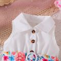 Dress For Kids 3-36 Months Korean Style Sleeveless Cute Button Summer Floral Princess Formal Dresses Ootd For Newborn Baby GirlBasketball. 