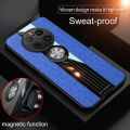 Lereach Woven Cloth Case for Huawei Mate 50 Pro Shockproof Back Cover Phone Case with Separate Ring Stand. 