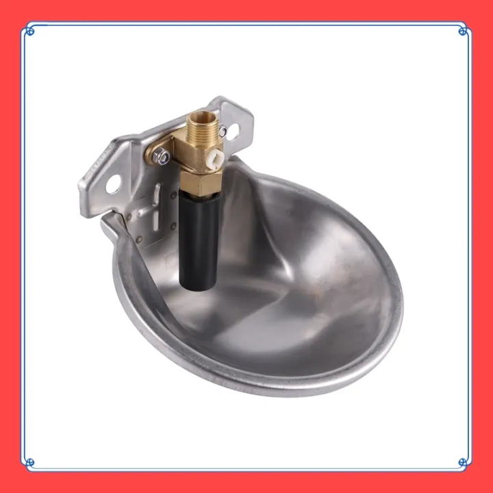 VibeVendor Sheep Water Bowl Stainless Steel Goat Lamb Drinker Water Bowl With 1/2" Thread Copper Valve Farm Feeding