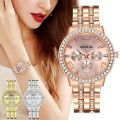 Geneva Fashionable Design Rose Gold Two Tone Stainless Steel Luxury Women Fashion Watch Quartz Analog Business Chain Wedding Party Casual Wrist Watches For Girls Ladies Woch Gift - Rosegold Silver Gold HF. 