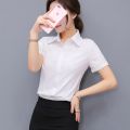 Shirt Business Summer Shirt Work Clothes Formal Wear Slim Fit Shirt Work Clothes White Short Sleeve Professional Student Female OL Half Sleeve. 