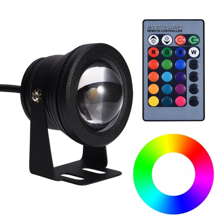 2 meter Line RGB Submersible LED Pond Spotlight Remote Dimmable Flood ...
