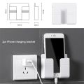 Wall Mount Phone Holder Self-Adhesive Wall Beside Organizer Storage Box Plastic Charging Phone Stand | Phone Holder for Bedroom Living Room. 