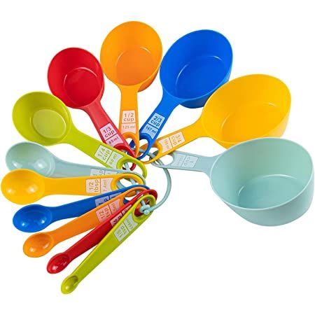 Measuring Spoons,12 Piece Plastic Measuring Cup and Spoon Set,Measuring Cups Stackable for Measuring Dry and Liquid Ingredients for Baking and Cooking, Multi color