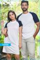 Navy Blue & White Raglan Short Sleeve Couple T Shirt Dress - As988 , t shirt for men, t shirt for girls. 