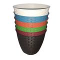 High Quality Plastic Flower Pot Cane Weaved Design Large 24cm x 22cm (Diameter x Height). 