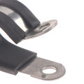 2pcs 304 Stainless Steel Rubber Lined P Clips Cable Mounting Hose Pipe Clamp. 