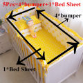 Kidlove 5pcs Baby Bedding Suit 4pcs Baby Crib Bumper 1pc Bed Sheet Set Infant Removable Washable Bedding. 