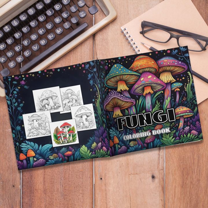 Fungi%20Coloring%20Book%2024%20Page%20Books%20Gift%20For%20Birthday%20Party%20Relieve%20Stress%20Kill%20Time%20Graffiti%20Painting%20Drawing%20Art%20-%20Image%202