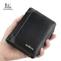 LouisWill Men Short Zipper Buckle Wallets PU Leather Fashion Wallets Business Mini Wallets Men Bags Retro Hand Bags Tri-fold Card Holders Coin Purse Clutches for Men. 