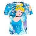 Children Cinderella T-Shirts Girls Summer Kids Rapunzel Belle Disney Princess Tops Tees Baby Kids Cartoon Tee Shirts 1-14 Years. 