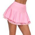 Women Pleated Mini Skirt Lace Ruffle Solid Skirt Lingerie Short Skirts A-Shaped Flared Elastic Waistband Skirt. 