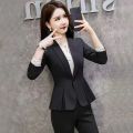 Black Suit Set Women's Spring and Autumn Temperament Office Wear Women's Suit Work Clothes High-End Interview Formal Wear Manager Work Clothes. 