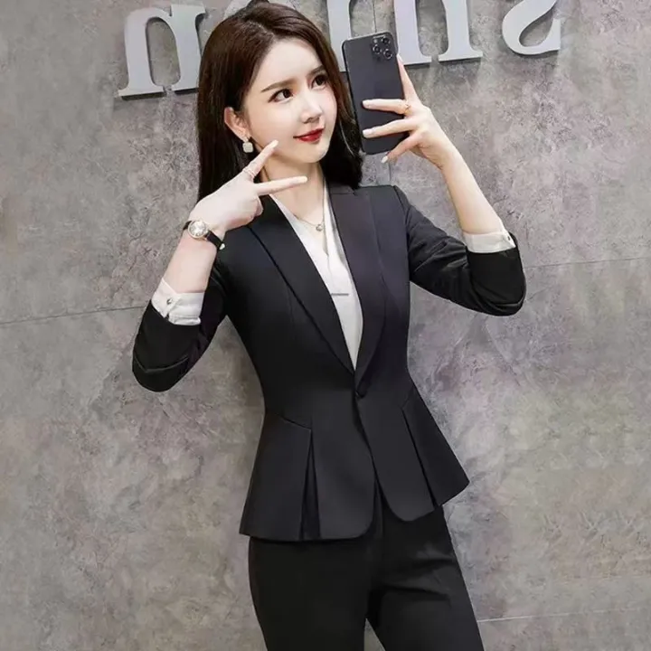 Black%20Suit%20Set%20Women's%20Spring%20and%20Autumn%20Temperament%20Office%20Wear%20Women's%20Suit%20Work%20Clothes%20High-End%20Interview%20Formal%20Wear%20Manager%20Work%20Clothes%20-%20Image%205
