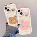 Casing For OPPO A18 A98 A78 A58 A79 5G A58 A38 4G A94 F17 F19 F11 F9 Reno 5 6 7 4 Pro Phone Case Soft Silicone Wavy Texture 3D Cute Rabbit Bear Frog Ear Doll Cute INS Back Cover Camera Protective TPU Shockproof Cartoon Luxury Full Protection. 