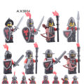 8pcs/set Red Dragon Knight King Knight Medieval Castle Knight Armor Heavy Knight with Figures Building Blocks Brick 9804. 