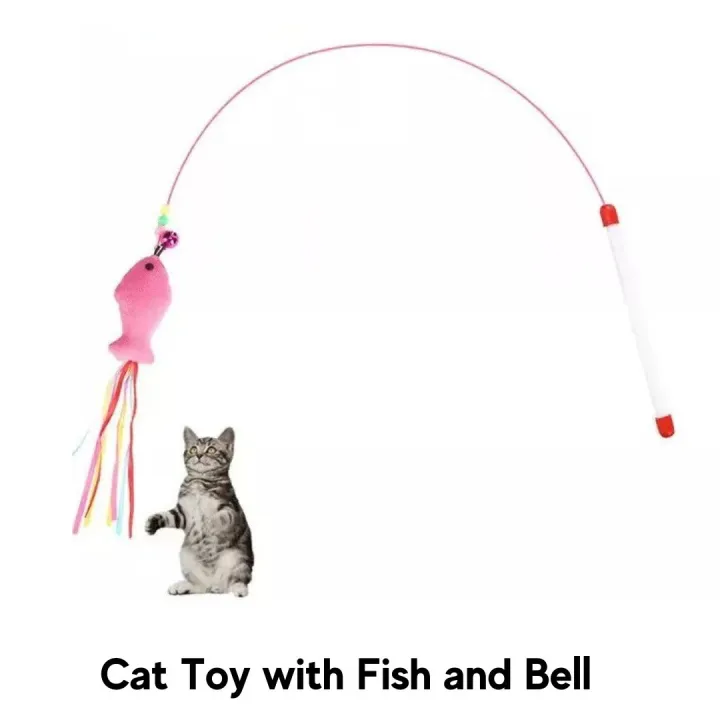 Cat Long Toy with Fish and Bell ( Teasing Toy )