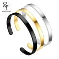 Sunny Men Bracelet Smooth Adjustable Stainless Steel Solid Color Women Bangle Adult Decoration. 