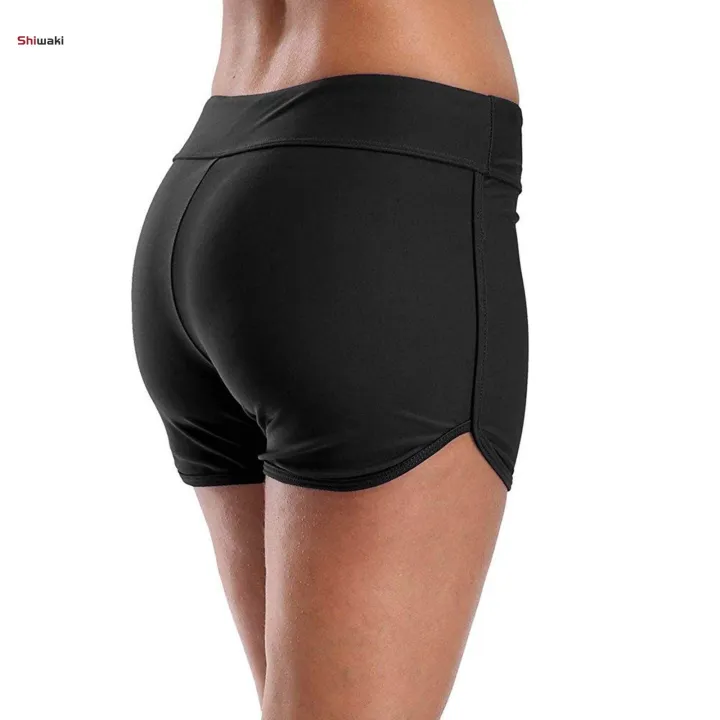 Women%20Swimsuit%20Shorts%20Stretch%20Solid%20Trunks%20Board%20Shorts%20Mid%20Waist%20Tankini%20Summer%20Swim%20Bottoms%20Beach%20-%20Image%206