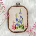 Embroidery Starter Kit Including Colored Threads Needles Hoops Instructions Flower Grass Leaves Pattern Mini Cross Stitch Kit. 