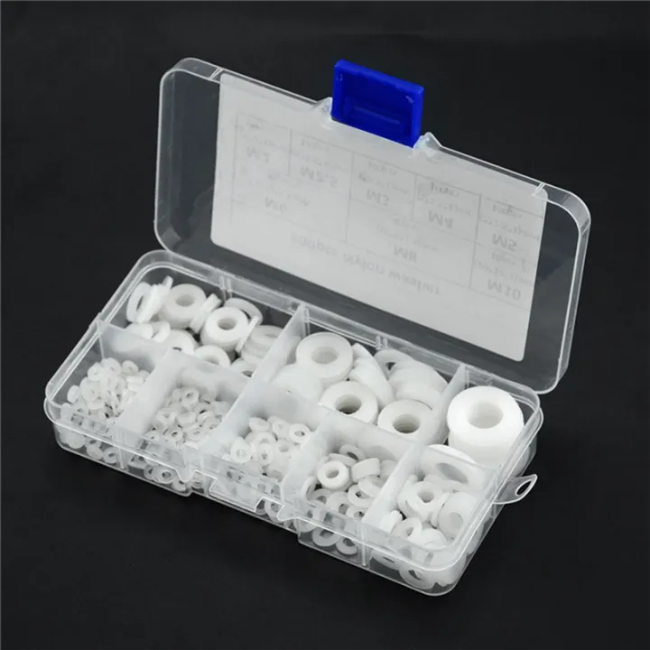 500Pcs%20White%20Nylon%20Flat%20Washer%20Gasket%20Set%20M2%20M2.5%20M3M4M5%20M6%20M8%20M10%20Plastic%20Sealing%20O-Rings%20Assortment%20Kit%20Fastener%20Replacement%20Spare%20Parts%20Accessories%20-%20Image%203