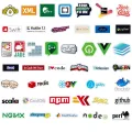20/40pcs Programming Stickers Languages Internet Icon Logo Stickers for Laptop Scrapbook Journal Kids Girls Boys Stickers. 