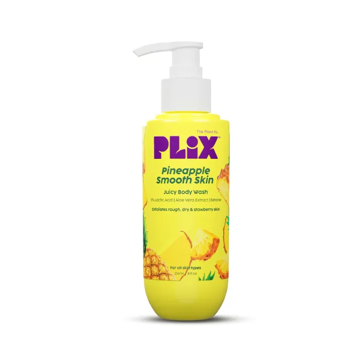 PLIX - THE PLANT PLIX Pineapple 5% Lactic Acid Exfoliating Body Wash For All Skin Types | Paraben-Free Shower Gel | For Dry, Rough & Strawberry Skin | 236 ml FROM INDIA (SAM)