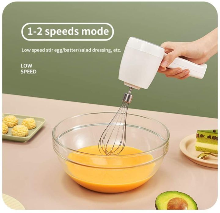 New Electric Hand Mixer, Wireless Whisk 5-Speed Portable Kitchen Blender Egg Whisk, with 2 Beaters for Cake, Baking & Cooking