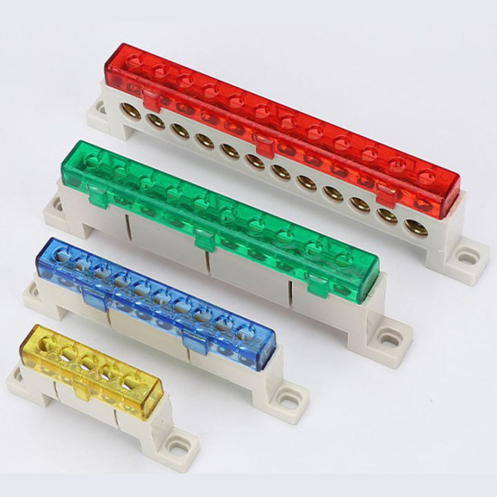 Zero wire terminal 3/4/5/6/7/10-Hole Distribution Box Terminal simple Block dustproof Ground Copper Bar Bridge type Busbar With cover