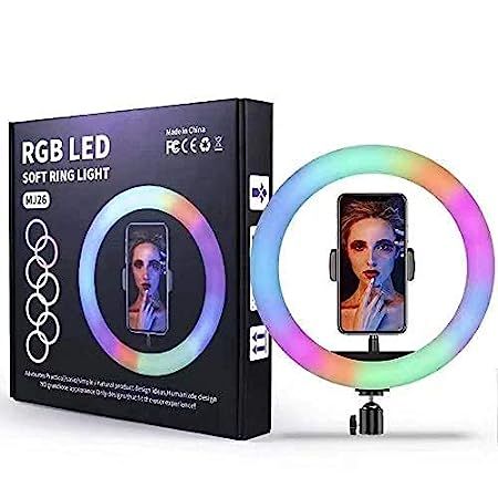 10'' Ring Light with Tripod Stand & Phone Holder - Multicolor RGB Selfie Circle Lights with Remote for TIK Tok YouTube Video Conferencing Makeup Photography Lighting for iPhone ＆ Android Phones…