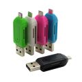 【White 】 10pcs/lot 2 in 1 OTG Card Reader for Mobile Phone USB TF/SD Card Reader for Computer. 