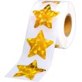 Large Holographic Gold Star Stickers 500 Pcs Shiny Sparkle Star Adhesive per Roll Reward Foil Labels for Home, School, Bar, DIY and Office Decoration. 