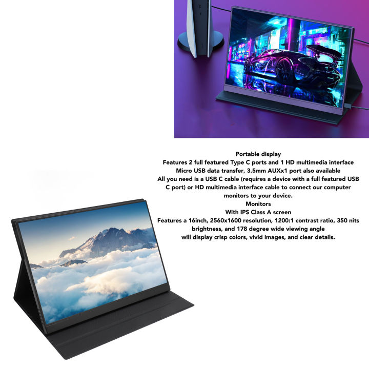 Second%20External%20Monitor%20Portable%20Gaming%20Monitor%202560x1600%20Resolution%20Clear%20Color%20HDR%201200:1%20Contrast%20Ratio%20Multi%20Port%20for%20PC%20-%20Image%202