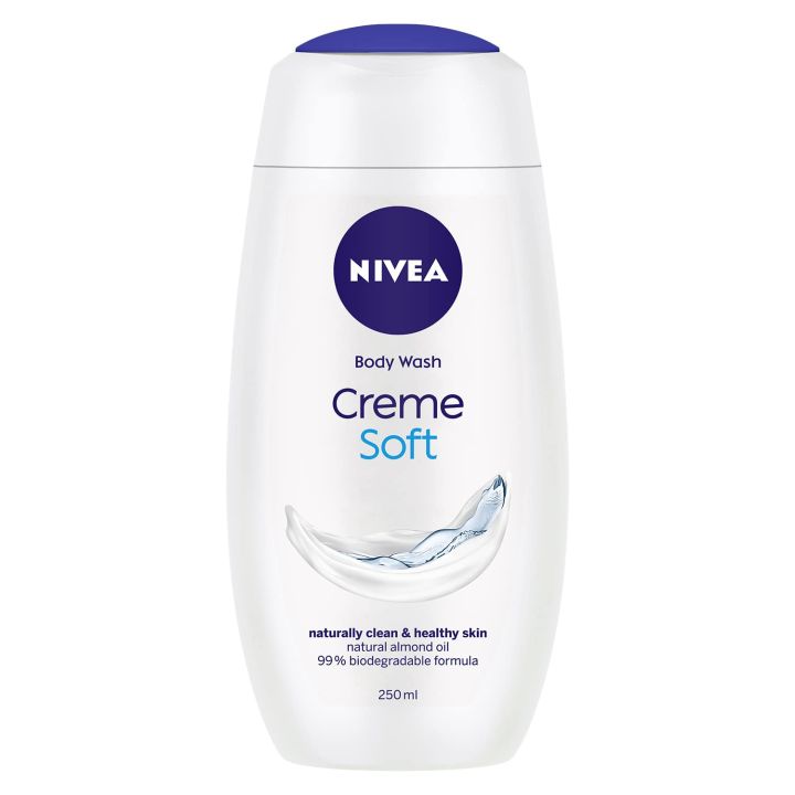 NIVEA Crème Soft 250ml Body Wash| Shower Gel with Natural Almond Oil|Clean, Healthy & Moisturized Skin|Microplastic Free SAM
