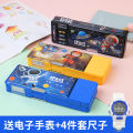 Transformable Mecha Stationery Box Boys Password Lock Multifunctional Button Pencil Box Girls Primary School Students Double-Sided Large Capacity. 